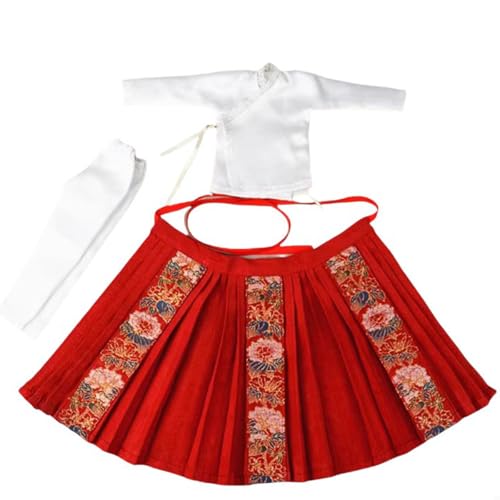 VUSLB 1/6 Scale militär Chinese Style Horse-Face Skirt Ancient weiblich Embroidery Kleid Kleidung fit for 12inch ActionFigurn Body (Red Horse Face Skirt + Underwear) von VUSLB