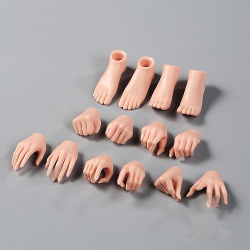 VUSLB 1/6 Scale weiblich ActionFigurn Body Accessories weiblich 5 Pairs Hand Shape 2 Pairs Feet Model Fit 12inch AB001 TBL JIAOU Solider ActionFigurn Body Doll (Tan Skin) von VUSLB