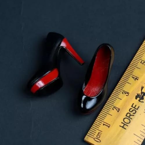 VUSLB 1/6 Scale weiblich ActionFigurn Schuhe Model Miniature Figur Collectible Girls High Heels Leather Schuhe weiblich Schuhe fit for 12inch PH TBL JO militär Doll Body(Half Black) von VUSLB