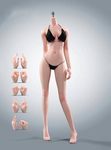 VUSLB 1/6 Scale weiblich Body,12inch Super Flexible Seamless weiblich Figur Body Makeup Version with Undetachable Feet Tall and Slender Miniature ActionFigurn (Pale Skin) von VUSLB