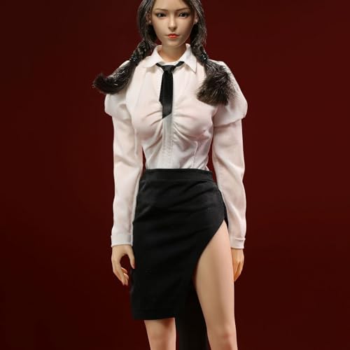 VUSLB 1/6 Scale weiblich Figur Doll Kleidung, Long Sleeve Blouse Wrap Skirt Outfit Costume for 12 inch weiblich ActionFigurn -Black von VUSLB