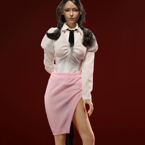 VUSLB 1/6 Scale weiblich Figur Doll Kleidung, Long Sleeve Blouse Wrap Skirt Outfit Costume for 12 inch weiblich ActionFigurn -Pink von VUSLB