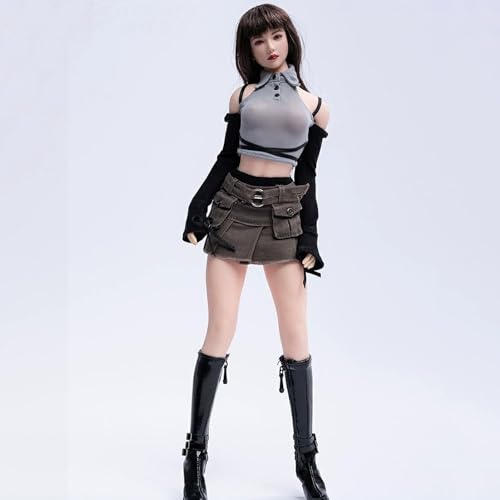 VUSLB 1/6 Scale weiblich Figur Doll Kleidung, T-Shirt+Skirt+Underpants+LongStiefel Uniform Costume for 12 inch weiblich ActionFigurn von VUSLB