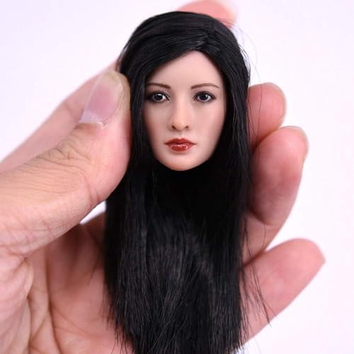 VUSLB 1/6 Scale weiblich Figur Kopf, Asian Charming Girl Planted Hair Kopf Carved for 12" ActionFigurn-B von VUSLB