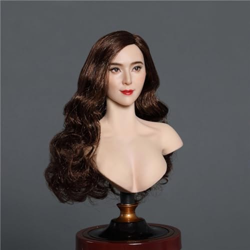 VUSLB 1/6 Scale weiblich Figur Kopf,Beauty Asian Girl Planted Hair Kopf Carved for 12inch ActionFigurn Body Doll Colleciton-A von VUSLB