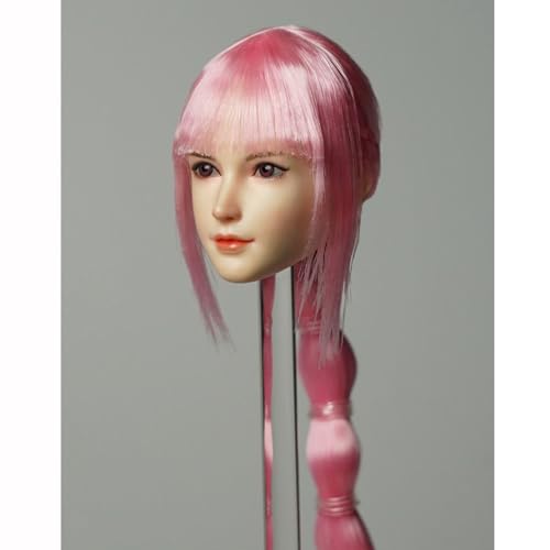 VUSLB 1/6 Scale weiblich Kopf, Asian Beauty Girl Figur Kopf for 12inch ActionFigurn Doll Colleciton(Pink Hair)-A von VUSLB