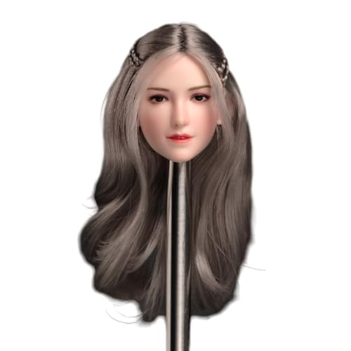 VUSLB 1/6 Scale weiblich Kopf Miniature Kopf Model ActionFigurn Pale Skin Sliver Long Hair Asian Girl Beauty Kopf Carving Fit for 12 inch militär Figur Body Doll von VUSLB