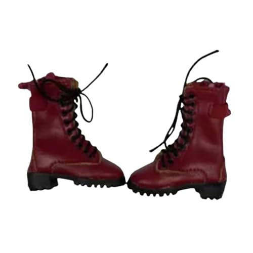 VUSLB 1/6 Scale weiblich militär Accessories Schuhe Model MidStiefel with Zipper militär 19XG43 Miniature Figur Collectible Girls HollowStiefel fit for 12inch ActionFigurn Body Doll (Deep Red) von VUSLB