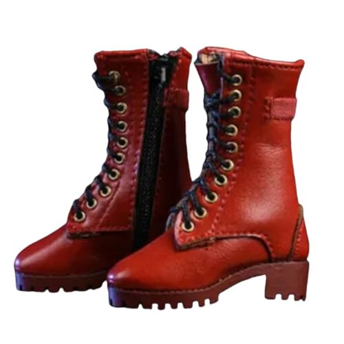 VUSLB 1/6 Scale weiblich militär Accessories Schuhe Model MidStiefel with Zipper militär 19XG43 Miniature Figur Collectible Girls HollowStiefel fit for 12inch ActionFigurn Body Doll (Red) von VUSLB