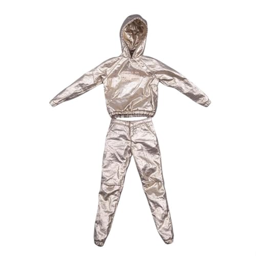 VUSLB 1/6 Scale weiblich militär Kleidung Gold Shiny Hip Hop Sportswear Tops Pants Outfit Set fit for 12inch ActionFigurn Body (Gold) von VUSLB