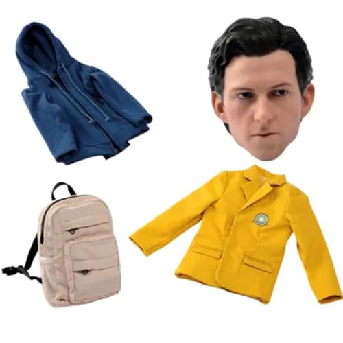 VUSLB TYM060 1/6 Scale Mann militär Kopf and Kleidung Set Tom Holland Kopf Carved Backpack Hoodies Coat School Uniform Outfit for 12inch Mann ActionFigurn Body von VUSLB