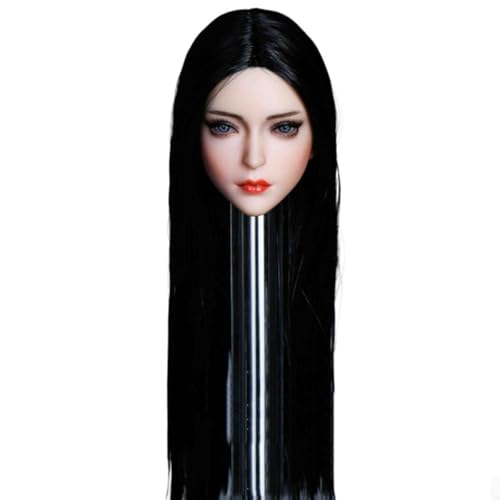 VUSLB YMT049 1/6 Scale weiblich militär Kopf Asian Beautiful Girl Cheng Hair Transplant Kopf Carved Model fit for 12inch PH TBL JO ActionFigurn Body(Black Long Hair) von VUSLB