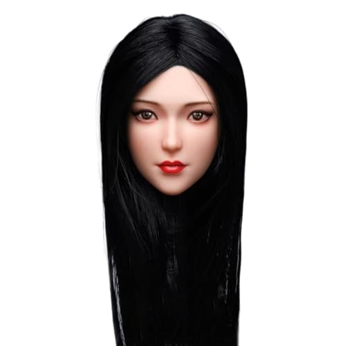 VUSLB YMT071 1/6 Scale weiblich militär Kopf Asian Beautiful Girl Leilei Kopf Carved Model fit for 12inch PH TBL JO ActionFigurn Body(Black Long Hair) von VUSLB