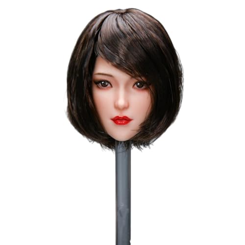 VUSLB YMT071 1/6 Scale weiblich militär Kopf Asian Beautiful Girl Leilei Kopf Carved Model fit for 12inch PH TBL JO ActionFigurn Body(Black Short Hair) von VUSLB