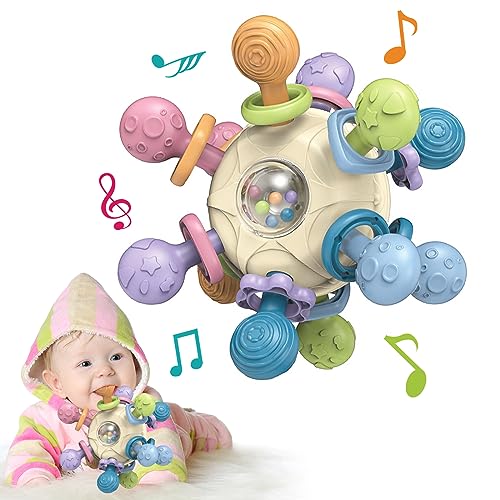 Greifball Baby Spielzeug 6 Monate, Baby Montessori Sensorik Silikon-Beißspielzeug, Motorikspielzeug, Neugeborenen Rassel Beißring Pädagogischen Spielzeug für 0 3 6 9 12 Monate Jungen Mädchen Geschenke von VViN