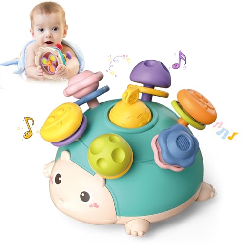 VViN Beißspielzeug Baby ab 6 Monate, Montessori Silikon Spielzeug, Baby-Rassel-Sensorik Spielzeug, Motorikspielzeug, Lernspielzeug für Neugeborene für 6 9 12 18 Monate Babyspielzeug Geschenke - Blau von VViN