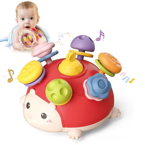 VViN Beißspielzeug Baby ab 6 Monate, Montessori Silikon Spielzeug, Baby-Rassel-Sensorik Spielzeug, Motorikspielzeug, Lernspielzeug für Neugeborene für 6 9 12 18 Monate Babyspielzeug Geschenke - Rot von VViN