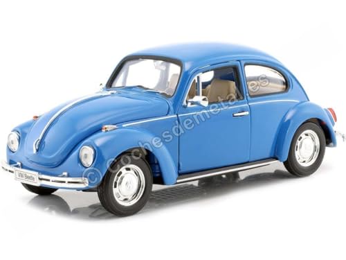 VW Käfer, hellblau, 1972, Modellauto, Fertigmodell, Welly 1:24 von VW