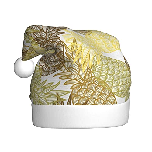 VYONNE Exotische tropische Ananas-Weihnachtsmütze für Erwachsene, Feiertage, festliche Partys, Unisex, saisonale lustige Kopfbedeckung, das ultimative Winterwärme-Geschenk in leuchtendem Rot und Weiß von VYONNE