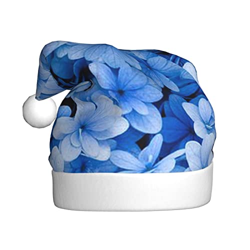 VYONNE Weihnachtsmütze mit blauen Blumen für Erwachsene, Feiertage, festliche Partys, Unisex, saisonale lustige Kopfbedeckung, das ultimative Winterwärme-Geschenk in leuchtendem Rot und Weiß von VYONNE