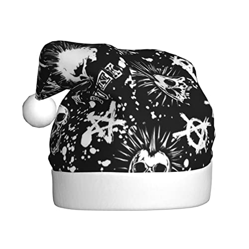 VYONNE Weiße Punk-Totenkopf-Weihnachtsmütze für Erwachsene, Feiertage, festliche Partys, Unisex, saisonale lustige Kopfbedeckung, das ultimative Winterwärme-Geschenk in leuchtendem Rot und Weiß von VYONNE