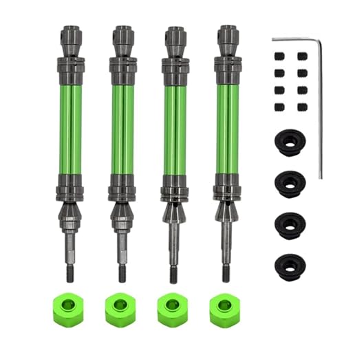 4 Stück Metall-Antriebswelle vorne und hinten CVD, for 1/10 for Traxxas Slash Rustler Stampede Hoss VXL 4X4 RC Autoteile(Green) von VYUHAksZ