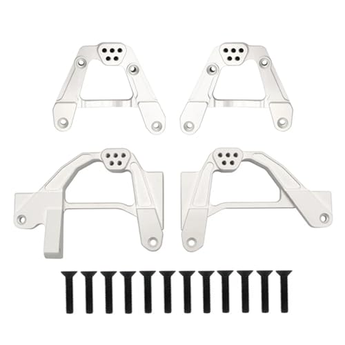 VYUHAksZ 4-teiliges Metall-Stoßdämpfer-Halterungsset vorne und hinten, for Axial SCX6 AXI05000 1/6 RC Crawler Toys Car Upgrade Part Zubehör (Color : Silver) von VYUHAksZ