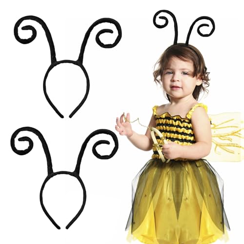 Schmetterling Antenne Haarreif, 2 Stück Schmetterling Fühler Haarreif Kinder Damen Mädchen, Bienen Haarreif Schmetterling Stirnband, Karneval Haarreif Schwarz für Halloween Party Kostüm-Kopfschmuck von VZXQX