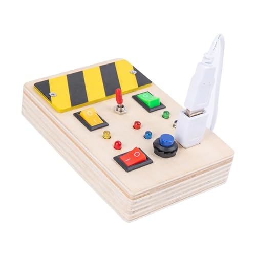 VZZCGJVT Montessori Busy Board Sensorisches Spielzeug aus Holz, Busy Activity Cube und LED-Lichtschalter zum Erlernen von Lebenskompetenzen,Busy Light von VZZCGJVT