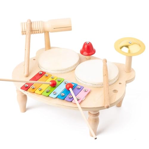 VZZCGJVT Montessori Xylophon Schlagzeug, hölzerne Musikinstrumente Spielzeug, Geburtstag für Kinder,Drum kit von VZZCGJVT