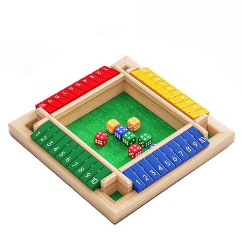 VZZCGJVT Montessori schließen die Box Brettspiel, 10 Zahl Flip Fliesen, Holz Versus Puzzle-Spiel,Four Colors von VZZCGJVT