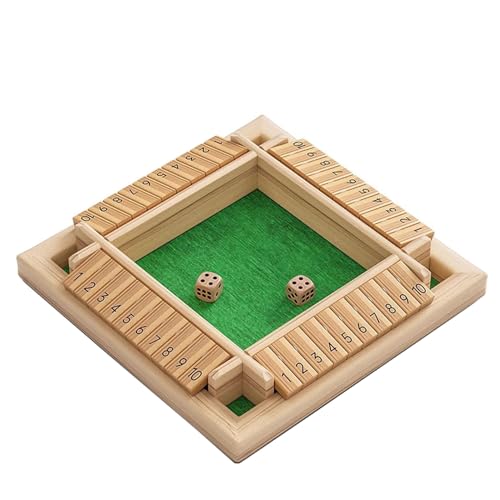 VZZCGJVT Montessori schließen die Box Brettspiel, 10 Zahl Flip Fliesen, Holz Versus Puzzle-Spiel,Grün von VZZCGJVT