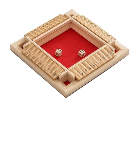 VZZCGJVT Montessori schließen die Box Brettspiel, 10 Zahl Flip Fliesen, Holz Versus Puzzle-Spiel,Rot von VZZCGJVT