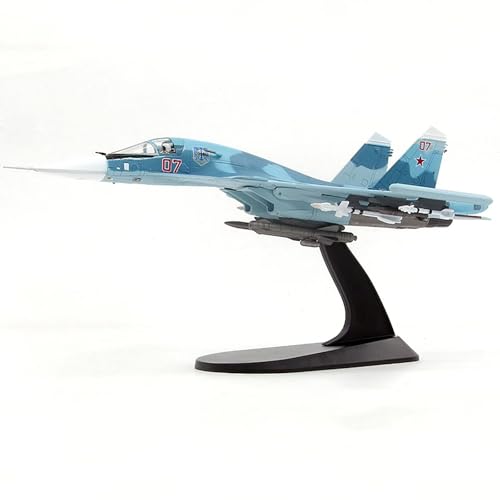 VaNmar 9,9 Zoll SU-34 Kampfflugzeug-Modellflugzeug im Maßstab 1:100, Jet-Sammlerstücke, Druckguss-Flugzeugmodell for Sammlung, Geschenk, Ornament von VaNmar