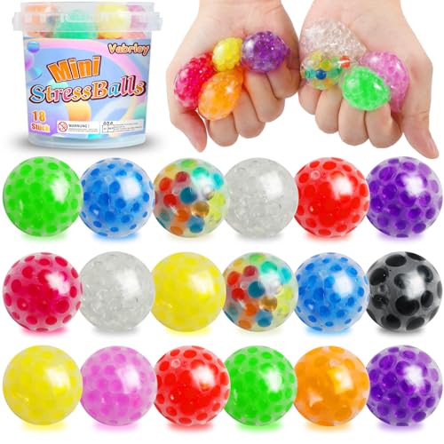 Vabrloy 18 Stück Mini Stressbälle Spielzeug,Mini Stress Ball für Kinder und Erwachsene,Squishy Stress Relief Bälle,Anti Stress Bälle für Übung Hand Flexibilität,Geburtstagsgeschenke(Color Random) von Vabrloy