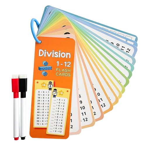 Dividieren Lernkarten Set 1x1 Lernen Spiel Karten Abwischbare mit 2 Whiteboard-Stiften ab 5 Jahren zum Rechnen Lernen Educational Math Flashcards Rechenhilfe Mathematik Lernspiel für Zuhause Schule von Vachelper