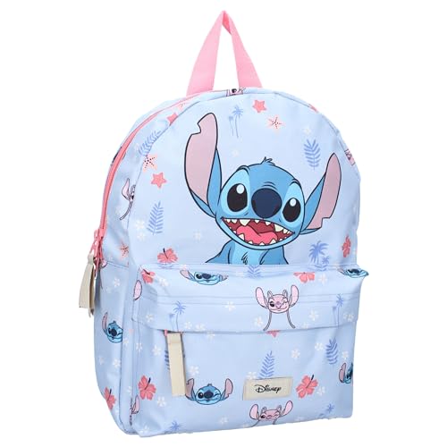 Disney Lilo & Stitch Rucksack Forest Friends Rucksack für Kinder | Schule | Kindergarten Farbe Hellblau Größe 31 x 23 x 8 cm, Hellblau Und Rosa, Einheitsgröße von Vadobag