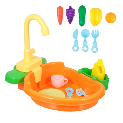 1 Satz Kinderwaschbecken kinderküche Kitchen Toy Kitchen Kid Toys Babyparty-Spiele Kinderspiele Simulation Küchengeschirr Küchenspielzeug für Plastik Orange Vaguelly von Vaguelly