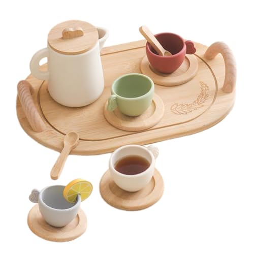 1 Satz Teetassenspielzeug Miniaturgeschirr Tea-time-spielset Miniatur-teegeschirr Hausspielzeug Spielen Spielzeughausverzierungen Kleinkindspielzeug Für Mädchen Hölzern Vaguelly von Vaguelly