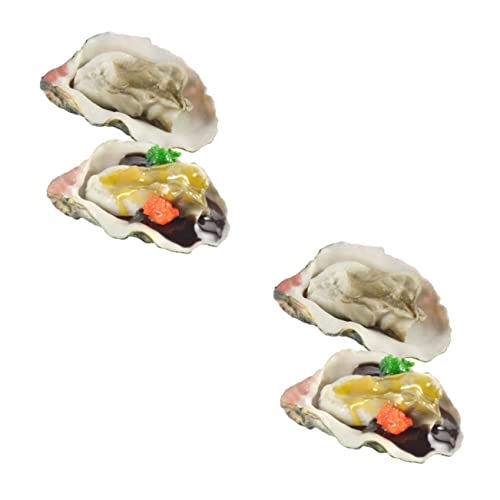 12 STK Simulierte Austern Meeresfrüchte-Modell-Ornament Simulation Auster Grill-Spielset Miniaturen Miniatures tischdeko esstisch gefälschtes Austernmodell Food-Modell PVC Vaguelly von Vaguelly