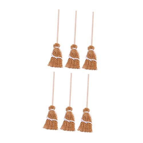 6St Puppenhausbesen Dekoration Schlafzimmer Living Room Decoration Miniaturbesen Hexen-Cosplay-Besen Mini-Besen-Handwerk Simulation Besen Minibesen schmücken Holz Light Brown Vaguelly von Vaguelly