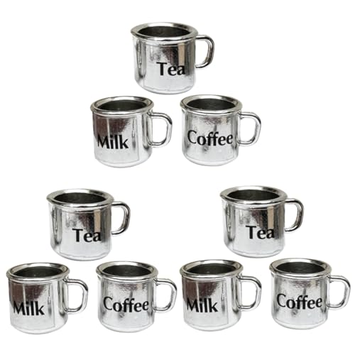 9 STK Puppenstubentasse Kaffeebecher Teetasse Puppenhaus Kaffeegläser Wasserbecher Miniaturen Tassen Kleiner Becher Kleine Kaffeetassen Mini-Becher Mini-Tasse Miniaturbecher Metall Vaguelly von Vaguelly