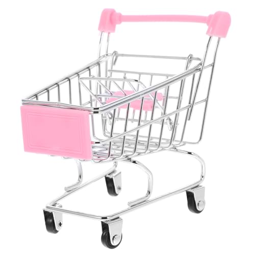 Miniaturdekoration Puppenspielsets Trolley-Spielzeug Puppenwagen Puppenhausmöbel kinderzimmer zubehör Spielzeug für Kinder Miniatur-Schneideszene zarter Mini-Einkaufswagen Rosa Vaguelly von Vaguelly