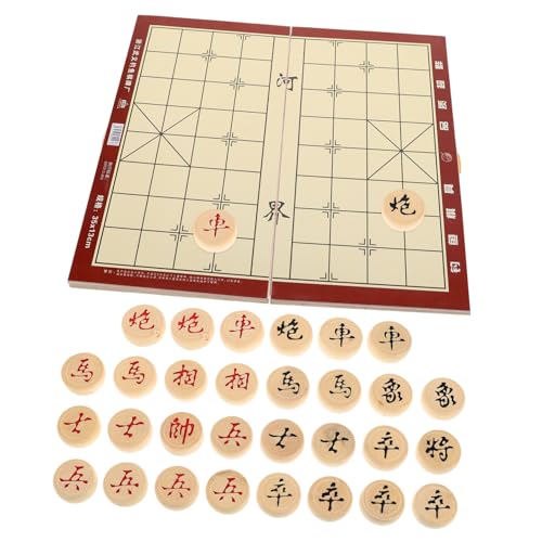 Vaguelly 1 Box Aus Holz Chinesisches Schachspiel Tragbares Xiangqi Spiel Traditionelles Schach Mit Faltbarem Schachbrett Für Schachliebhaber Chinesische Schachspiele von Vaguelly