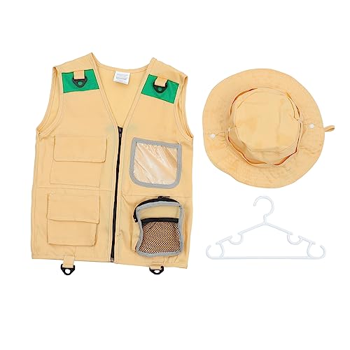 Vaguelly 1 Entdeckerweste Entdeckerkostüm Cosplay Requisiten Entdeckeranzug Entdecker Rollenspielset Kostüme Reiseset Entdeckerkleid Zubehör Entdecker Cosplay Kostüm Stoff Beige von Vaguelly