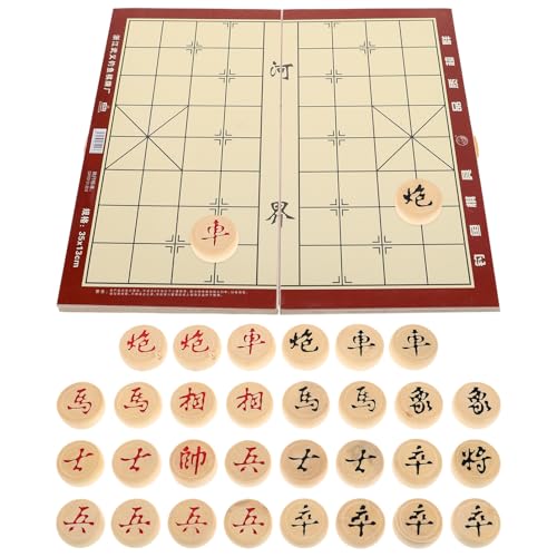 Vaguelly 1 Packung Chinesisches Schachbrett Schachspiel aus Holz Schachbrett für Schachbrett mit Box Schachbrett faltbar chinesische brettspiele Chinesisches Damespiel hölzern von Vaguelly