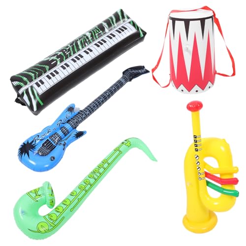 Vaguelly 1 Satz 5 Stück Aufblasbare Musik instrumente für aufblasbare gitarre kinderinstrumente aufblasbares keyboard kindergitarre Partydekorationen aufblasbare Party-Requisiten von Vaguelly