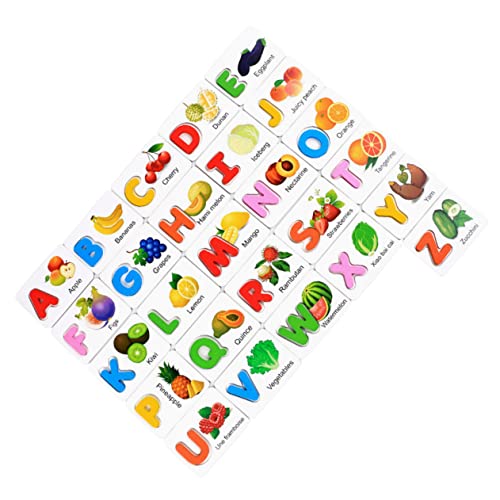 Vaguelly 1 Satz ABC-Alphabet-buchstabenkarten Spielzeug Obst-gemüse-Puzzle Für Kinder Englische Buchstaben Passende Blöcke Briefkarten Für Die Frühe Bildung Hölzern von Vaguelly