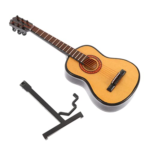 Vaguelly 1 Satz Abbildung Mini-Gitarre Mini- Dekorationen für Zuhause büro Dekoration Office Decoration Room Decor Mini-Gitarrendekor aus Holz Miniaturgitarrenmodell hölzern Khaki von Vaguelly