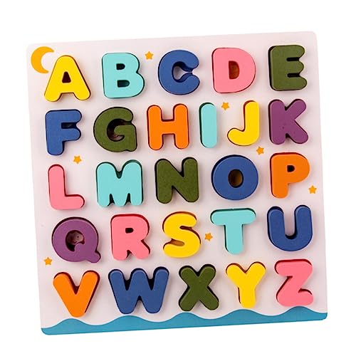 Vaguelly 1 Satz Alphabet-blöcke-Puzzle-Spielzeug Lernspielzeug ABC-puzzlebrett Kinderspielzeug 3D-Buchstaben-rätsel Für Kleinkinder Bausteine ​​für Kinder Kinderblöcke Steckpuzzles Hölzern von Vaguelly